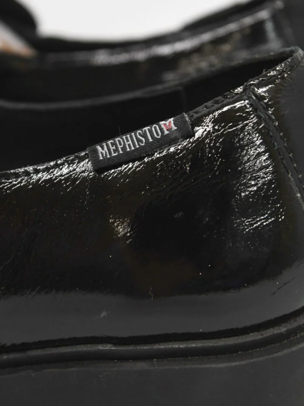 $400 MEPHISTO Pamelia Patent Leather Loafer Pump BLOCK HEEL BLACK 7 US (TF15)